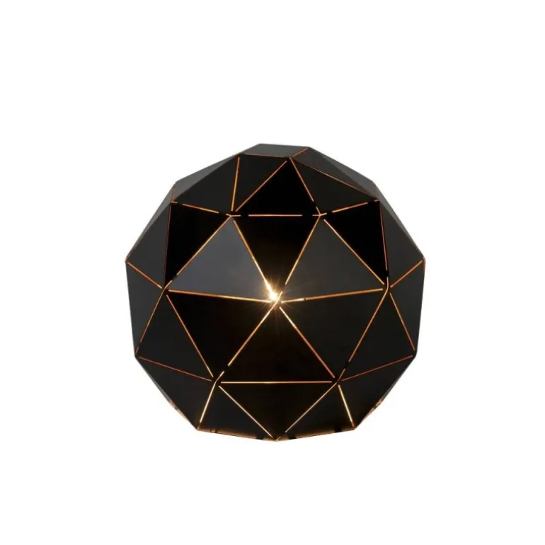 Lámpara sobremesa esférica negro-oro estructura triángulos