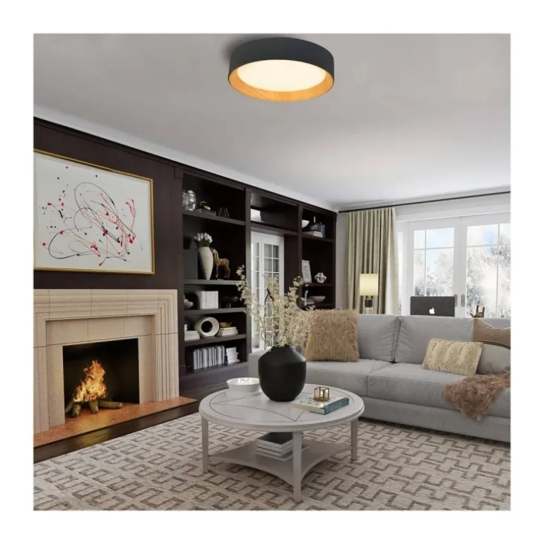 Plafón Lea Negro / Madera 80cm