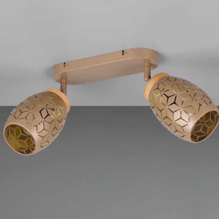 Regleta de focos superficie Bidar 2 luces 2xE14 acabado café estilo moderno focos orientables
