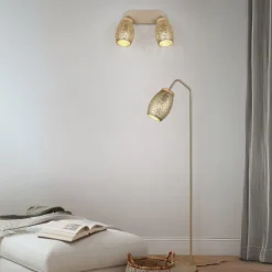 Regleta de focos superficie Bidar 2 luces 2xE14 acabado café estilo moderno focos orientables