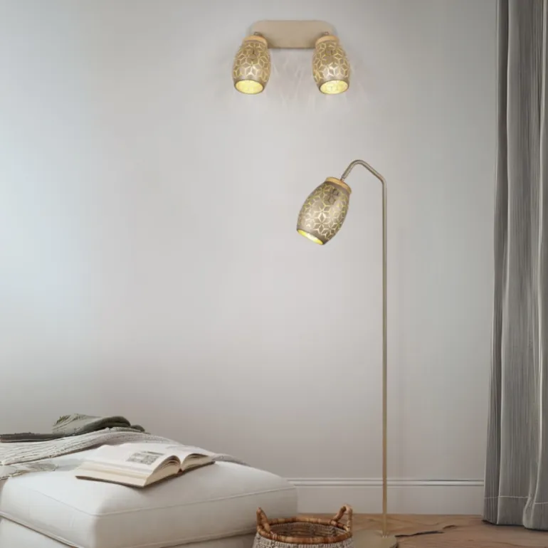 Regleta de focos superficie Bidar 2 luces 2xE14 acabado café estilo moderno focos orientables