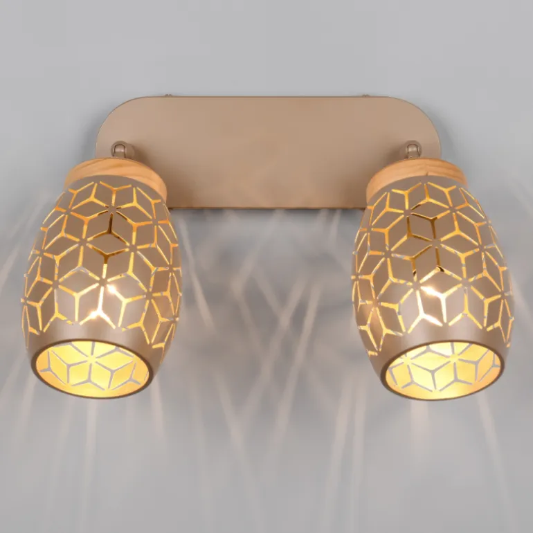 Regleta de focos superficie Bidar 2 luces 2xE14 acabado café estilo moderno focos orientables