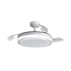 Ventilador de techo Aneto blanco LED 45w 3CCT acabado blanco estilo moderno aspas plegables motor DC 106cm Ø