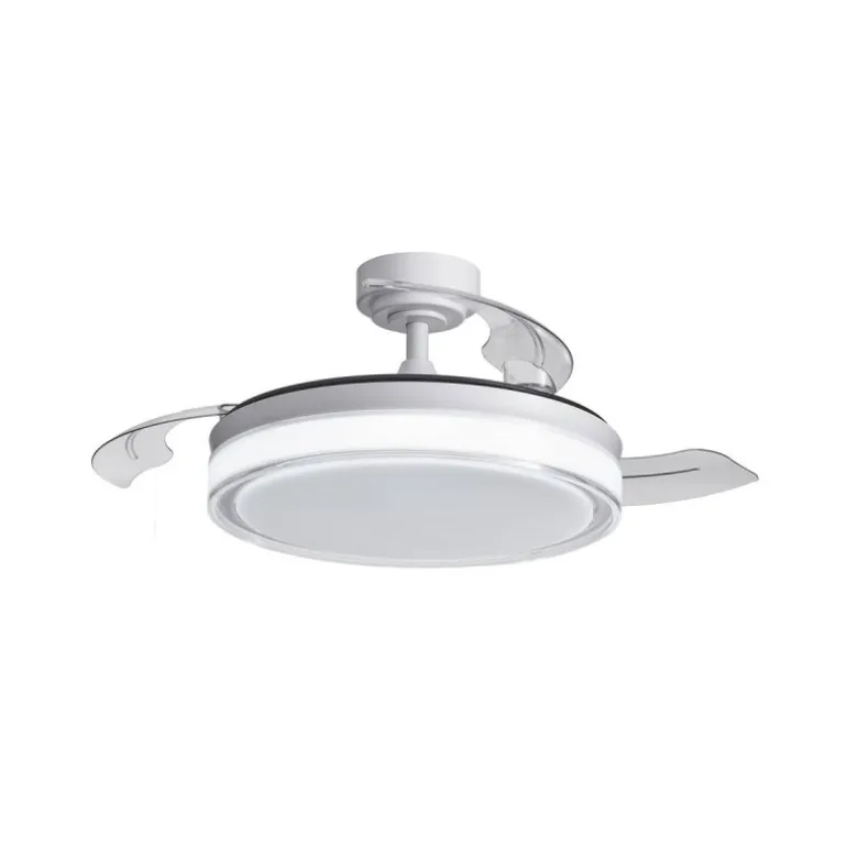 Ventilador de techo Aneto blanco LED 45w 3CCT acabado blanco estilo moderno aspas plegables motor DC 106cm Ø