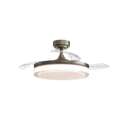Ventilador de techo Aneto cuero LED 45w 3CCT acabado oro envejecido estilo moderno aspas plegables motor DC 106cm Ø