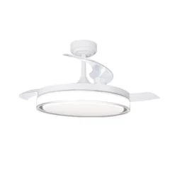 Ventilador de techo Aneto V blanco LED integrado 72w 3CCT acabado blanco estilo moderno aspas plegables motor DC 106cm Ø