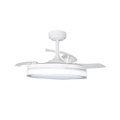 Ventilador de techo Aneto V blanco LED integrado 72w 3CCT acabado blanco estilo moderno aspas plegables motor DC 106cm Ø