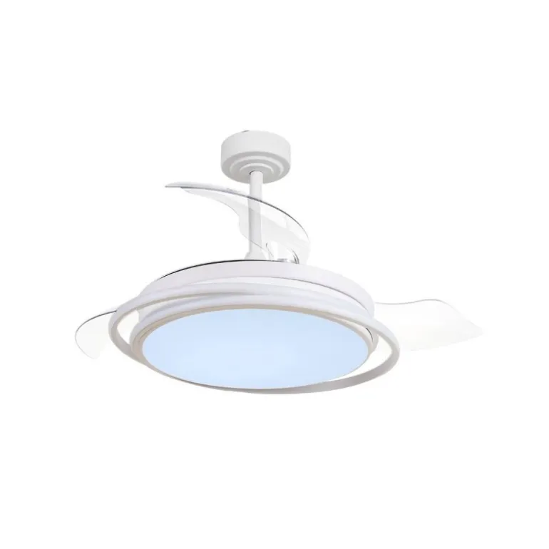 Ventilador de techo Antila blanco LED 60w 3CCT acabado blanco estilo moderno aspas plegables motor DC 106cm Ø