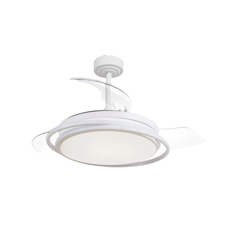 Ventilador de techo Antila blanco LED 60w 3CCT acabado blanco estilo moderno aspas plegables motor DC 106cm Ø