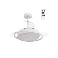 Ventilador de techo Antila Mini blanco LED 40w 3CCT acabado blanco estilo moderno aspas plegables motor DC 92cm Ø