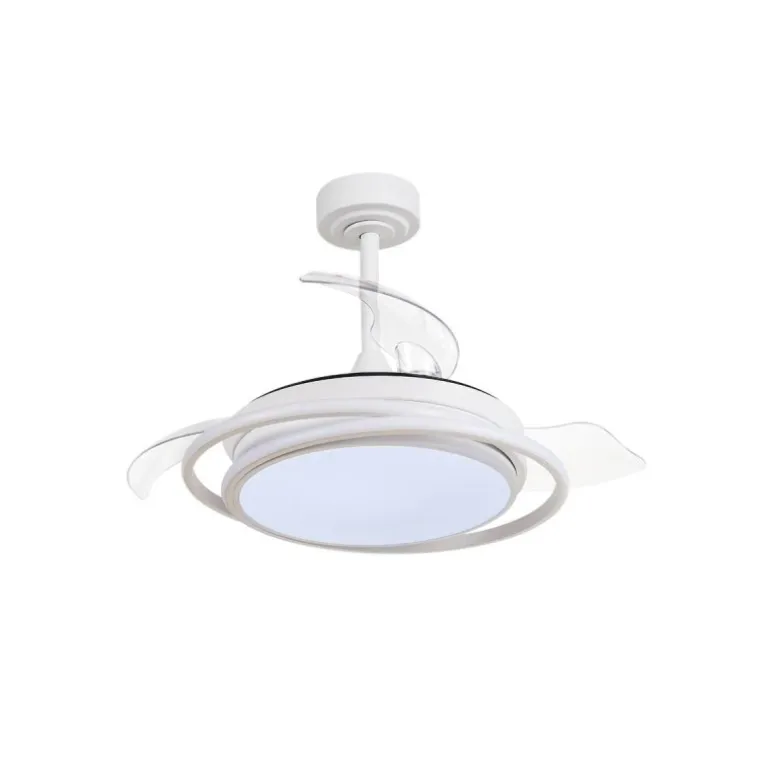 Ventilador de techo Antila Mini blanco LED 40w 3CCT acabado blanco estilo moderno aspas plegables motor DC 92cm Ø