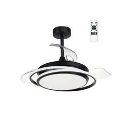 Ventilador de techo Antila Mini negro LED 40w 3CCT acabado negro estilo moderno aspas plegables motor DC 92cm Ø