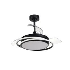 Ventilador de techo Antila Mini negro LED 40w 3CCT acabado negro estilo moderno aspas plegables motor DC 92cm Ø