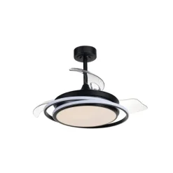 Ventilador de techo Antila Mini negro LED 40w 3CCT acabado negro estilo moderno aspas plegables motor DC 92cm Ø