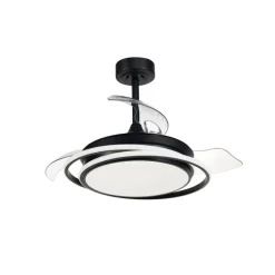 Ventilador de techo Antila Mini negro LED 40w 3CCT acabado negro estilo moderno aspas plegables motor DC 92cm Ø