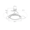 Ventilador de techo Antila Mini plata LED 40w 3CCT acabado plata estilo moderno aspas plegables motor DC 92cm Ø