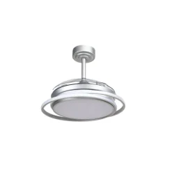 Ventilador de techo Antila Mini plata LED 40w 3CCT acabado plata estilo moderno aspas plegables motor DC 92cm Ø