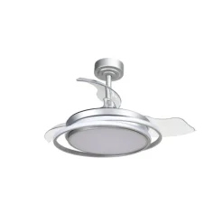 Ventilador de techo Antila Mini plata LED 40w 3CCT acabado plata estilo moderno aspas plegables motor DC 92cm Ø
