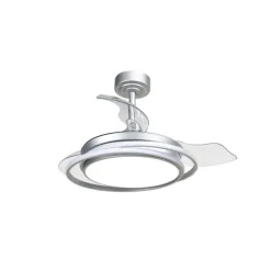 Ventilador de techo Antila Mini plata LED 40w 3CCT acabado plata estilo moderno aspas plegables motor DC 92cm Ø