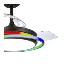 Ventilador de techo Antila Mini RGB negro LED 45w 3CCT acabado negro estilo moderno aspas plegables motor DC 92cm Ø