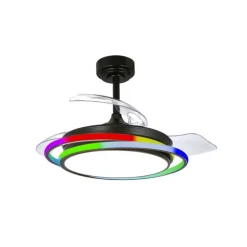 Ventilador de techo Antila Mini RGB negro LED 45w 3CCT acabado negro estilo moderno aspas plegables motor DC 92cm Ø