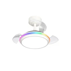 Ventilador de techo Antila Mini XS RGB blanco LED 40W 3CCT acabado blanco estilo moderno aspas plegables motor DC 55cm Ø