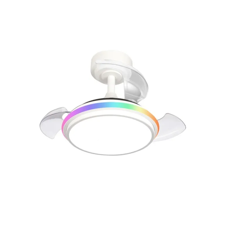 Ventilador de techo Antila Mini XS RGB blanco LED 40W 3CCT acabado blanco estilo moderno aspas plegables motor DC 55cm Ø