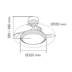 Ventilador de techo Antila Mini XS RGB negro LED 40w 3CCT acabado negro estilo moderno aspas plegables motor DC 55cm Ø