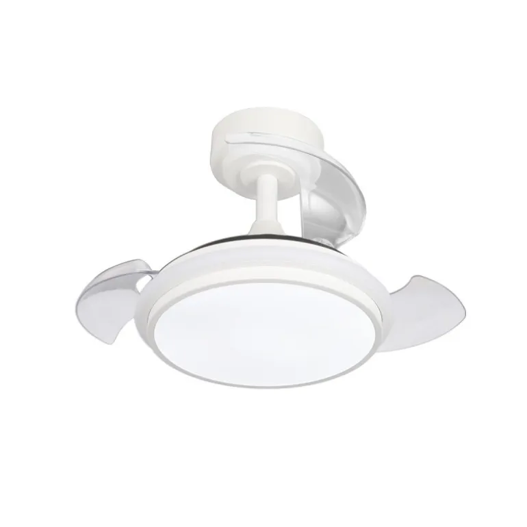 Ventilador de techo Antila Mini XXS blanco LED 35w 3CCT acabado blanco estilo moderno aspas plegables motor DC 55cm Ø