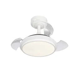 Ventilador de techo Antila Mini XXS blanco LED 35w 3CCT acabado blanco estilo moderno aspas plegables motor DC 55cm Ø