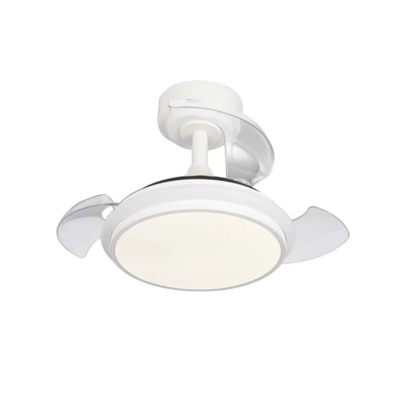 Ventilador de techo Antila Mini XXS blanco LED 35w 3CCT acabado blanco estilo moderno aspas plegables motor DC 55cm Ø