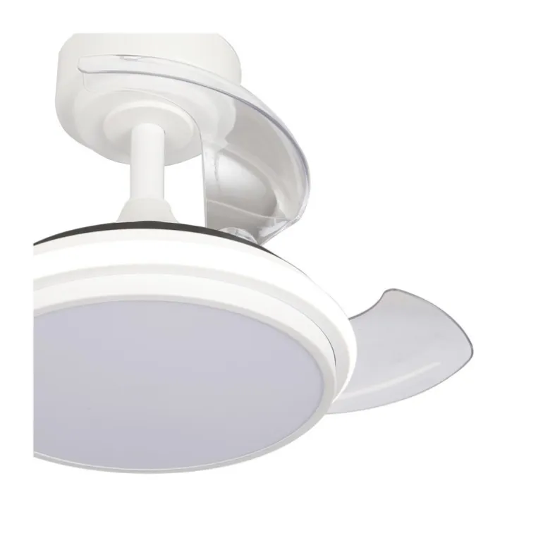 Ventilador de techo Antila Mini XXS blanco LED 35w 3CCT acabado blanco estilo moderno aspas plegables motor DC 55cm Ø