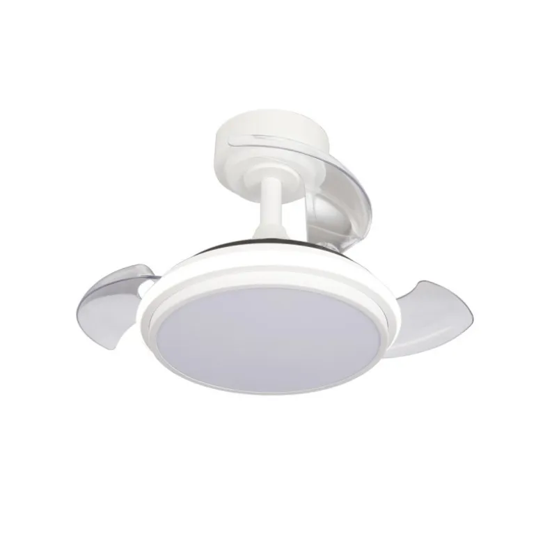 Ventilador de techo Antila Mini XXS blanco LED 35w 3CCT acabado blanco estilo moderno aspas plegables motor DC 55cm Ø