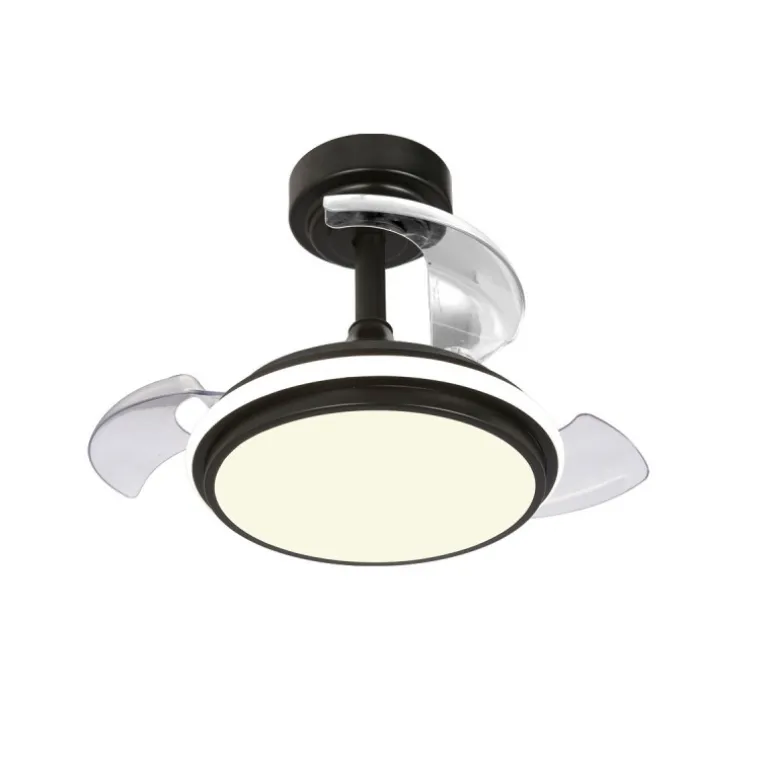 Ventilador de techo Antila Mini XXS negro LED 35w 3CCT acabado negro estilo moderno aspas plegables motor DC 55cm Ø