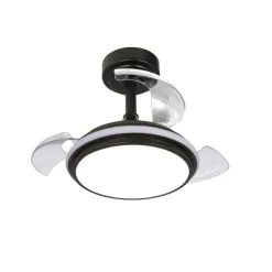 Ventilador de techo Antila Mini XXS negro LED 35w 3CCT acabado negro estilo moderno aspas plegables motor DC 55cm Ø