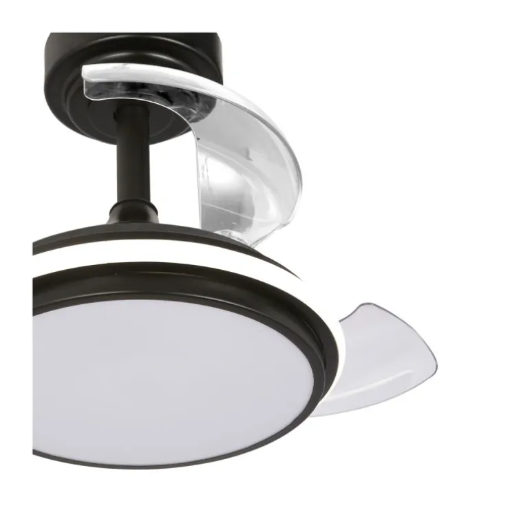 Ventilador de techo Antila Mini XXS negro LED 35w 3CCT acabado negro estilo moderno aspas plegables motor DC 55cm Ø
