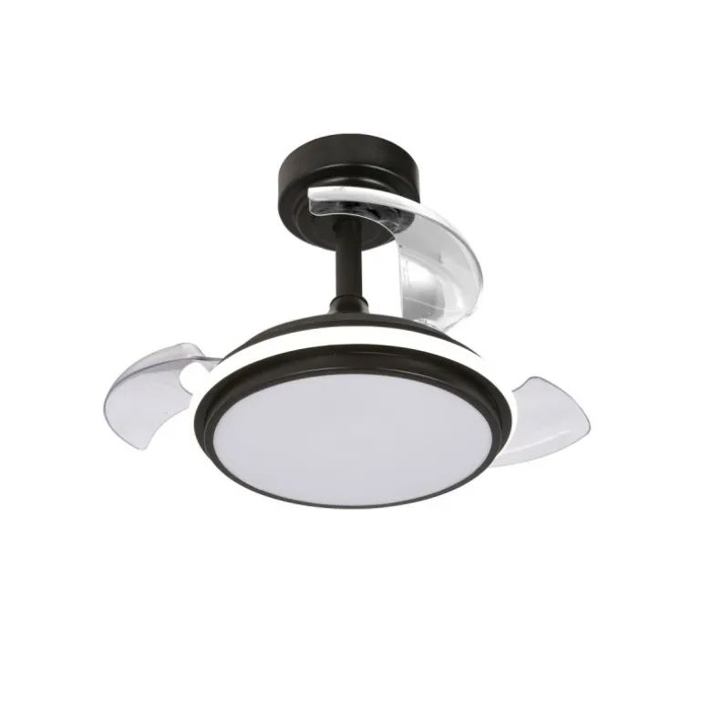 Ventilador de techo Antila Mini XXS negro LED 35w 3CCT acabado negro estilo moderno aspas plegables motor DC 55cm Ø