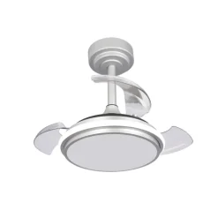 Ventilador de techo Antila Mini XXS plata LED 35w 3CCT acabado plata estilo moderno aspas plegables motor DC 55cm Ø