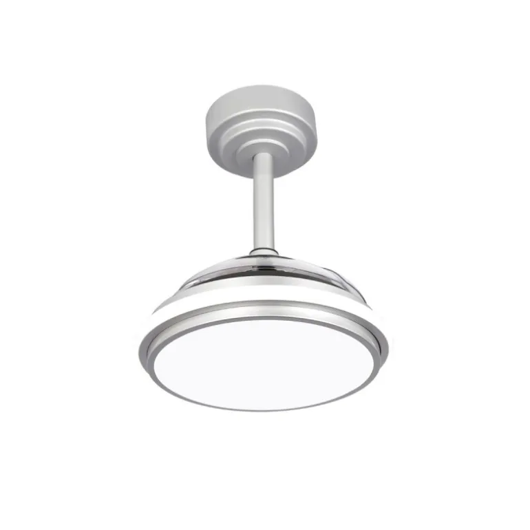 Ventilador de techo Antila Mini XXS plata LED 35w 3CCT acabado plata estilo moderno aspas plegables motor DC 55cm Ø