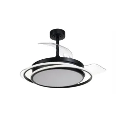 Ventilador de techo Antila negro LED 60w 3CCT acabado negro estilo moderno aspas plegables motor DC 106cm Ø