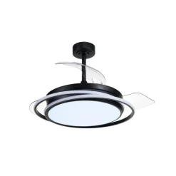 Ventilador de techo Antila negro LED 60w 3CCT acabado negro estilo moderno aspas plegables motor DC 106cm Ø