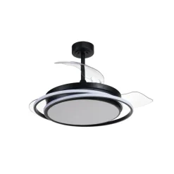 Ventilador de techo Antila negro LED 60w 3CCT acabado negro estilo moderno aspas plegables motor DC 106cm Ø