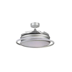 Ventilador de techo Antila plata LED 60w 3CCT acabado plata estilo moderno aspas plegables motor DC 106cm Ø