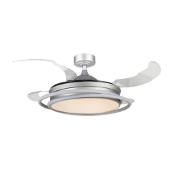 Ventilador de techo Antila plata LED 60w 3CCT acabado plata estilo moderno aspas plegables motor DC 106cm Ø