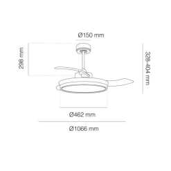 Ventilador de techo Areca blanco LED 45w 3CCT acabado blanco estilo moderno aspas plegables motor DC 106cm Ø