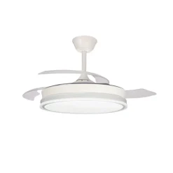 Ventilador de techo Aria blanco LED integrado 45w 3CCT acabado blanco estilo moderno aspas plegables motor DC 106cm Ø