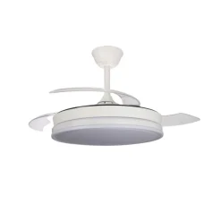 Ventilador de techo Aria blanco LED integrado 45w 3CCT acabado blanco estilo moderno aspas plegables motor DC 106cm Ø