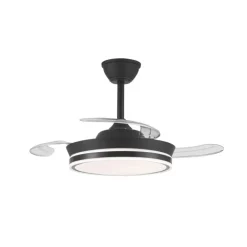 Ventilador de techo Aria Mini negro LED 39w 3CCT acabado negro estilo moderno aspas plegables motor DC 92cm Ø