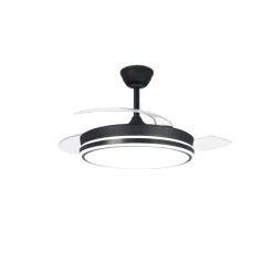 Ventilador de techo Aria negro LED integrado 45w 3CCT acabado negro estilo moderno aspas plegables motor DC 106cm Ø