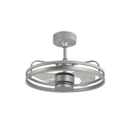 Ventilador de techo Aros LED 65w 3CCT acabado níquel estilo moderno motor DC 60cm Ø